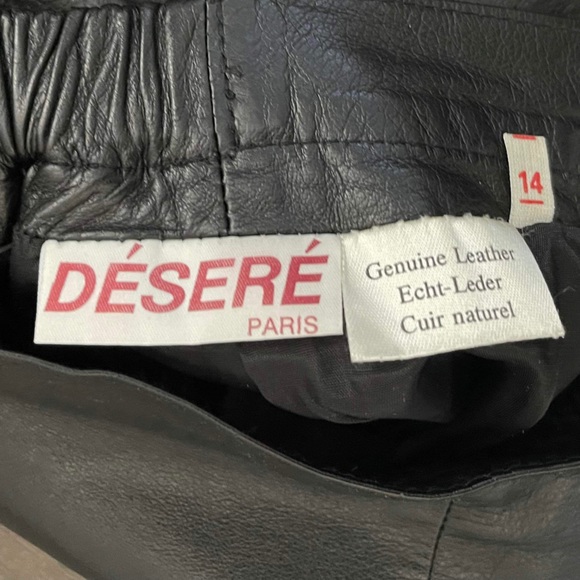 DESERE Genuine Leather Skirt size 14 color black - Picture 3 of 3
